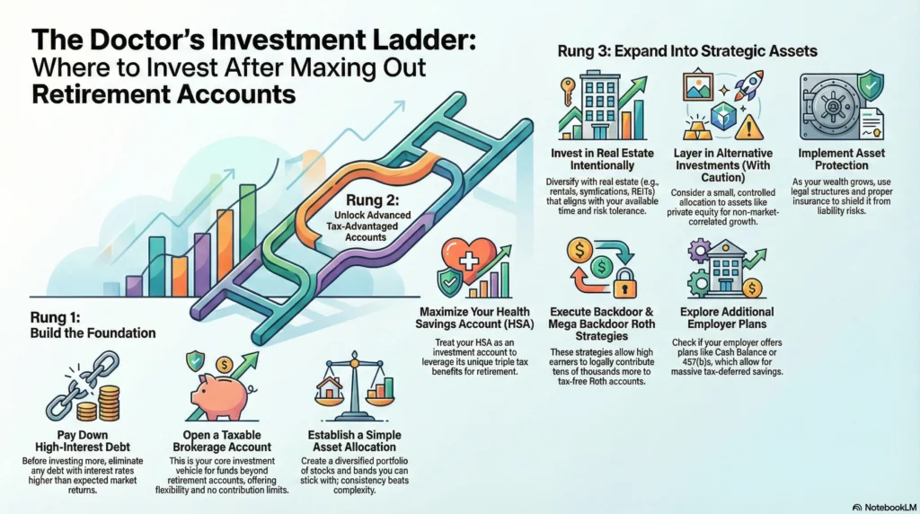 Investment decision ladder for doctors after maxing out 401k and Roth IRA